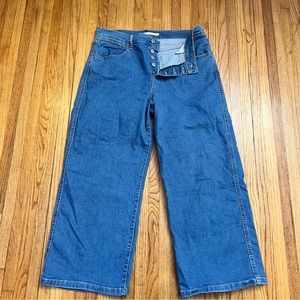 Levi's 32 Womens Mile High Cropped Wide Leg Denim Jeans Blue Meas 36x26.5
